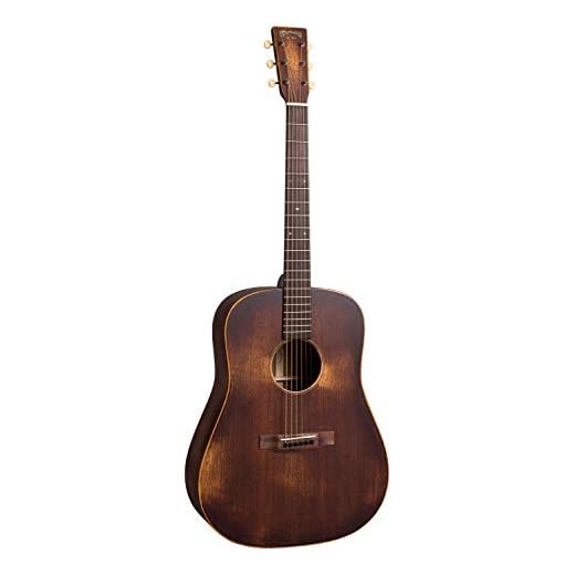 Martin Guitar D-15M StreetMaster with Gig Bag, Acoustic Guitar for the Working Musician, Mahogany Construction, Distressed Satin Finish, D-14 Fret, and Low Oval Neck Shape