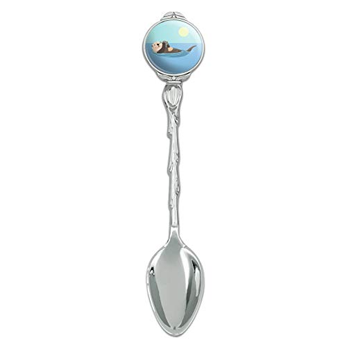 Sea Otter Eating Giant Clam Novelty Collectible Demitasse Tea Coffee Spoon