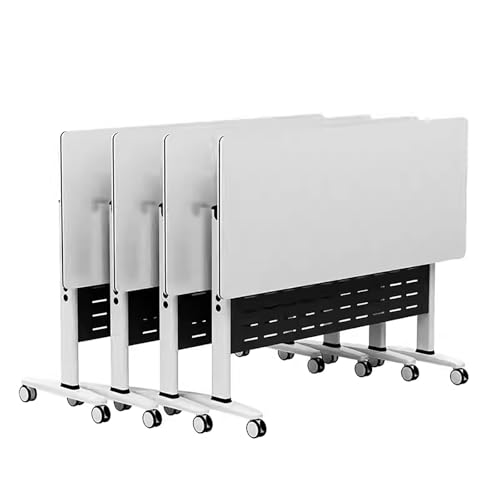 Paquete De 4 Mesa De Conferencias Plegable Móvil Con Ruedas, Escritorio De Reuniones Móvil, Mesa De Reuniones Rectangular, Mesas De Entrenamiento Móviles, Mesas De Reunión De Seminario Plegables(160*4