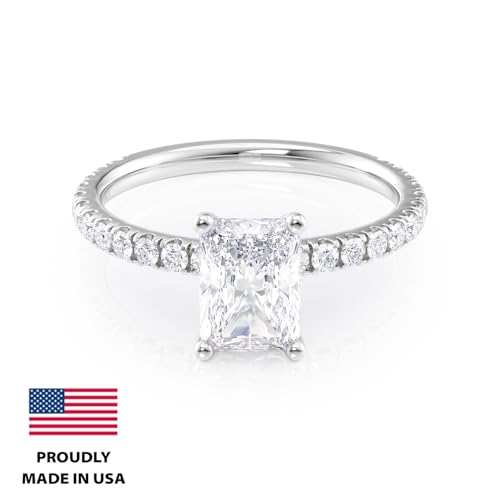 2 to 6 Carat Radiant Cut Moissanite Engagement Ring w 1/4 Carat Natural Diamond - 14K Gold (G-H/VS, SI, cttw, DEW) Promise Anniversary Ring for Women Size 4 to 11 Made in USA3