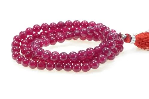 Manik Stone Original Certified Mala रूबी स्टोन माला AAA+++ Quality Ruby Mala 108 Beads Jaap Malas for Everyone-image-41