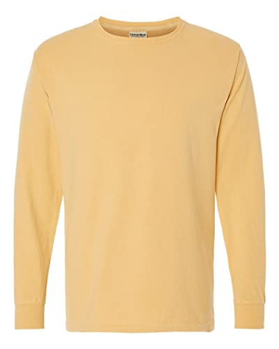 Hanes Mens ComfortWash Garment-Dyed Long Sleeve T-Shirt, L, Artisan Gold