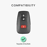 kwmobile Car Key Cover Compatible with Toyota 2 Button Car Key Smart Key Key Cover - Silicone Protective Car Key Fob Case - Black/Blue - Image 6