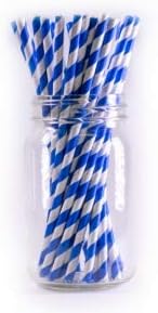 Jumbo Blue/White UnWrapped Straws. Environmentally Friendly Green Planet Paper Straws & Made from Certified Approved Paper for Direct Food Contact. Size: .248"x7.75" 4,800 Straws