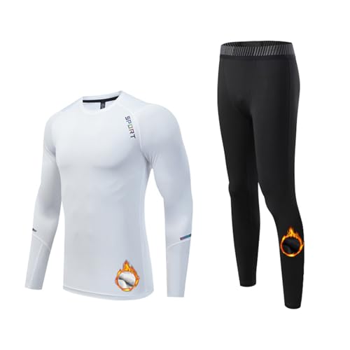 Hotfiary Men's Thermal Underwear Set Fleece Lined Long Johns Compression Shirts & Pants Base Layer for Skiing Hunting Cycling