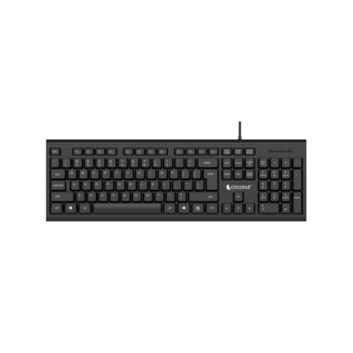 Image of coconut K23 USB Wired Keyboard, 104 Keys, Membrane Keys, 1.45m Cable, Black