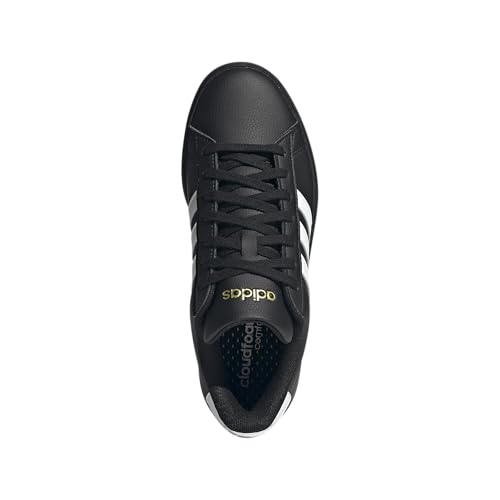 adidas Women's Grand Court 2.0, Black/White/Gold Metallic, 4.5 image 3
