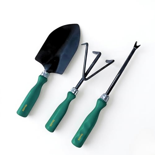 Image of Zamia Gardening Tools Set of 3 | Trowel, Cultivator and Weeder | Beginners Kit for Home Gardening