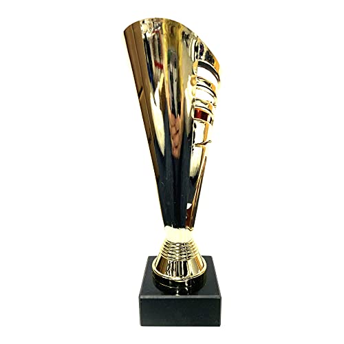 Express Medals Trophy Cup - Bright Gold and Red Star Trophy with Marble Base for Sport Tournaments, Competitions, Recognition or Award, 9 Inches Tall x 3 Inches Wide at The top.