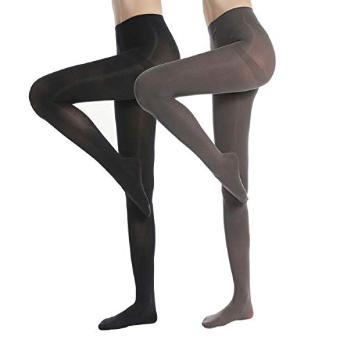 WAKUNA2 Pairs Pantyhose Opaque Tights 40D Resistant Control Top