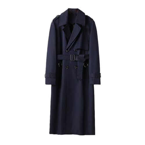 Gabardina por encima de la rodilla de moda coreana casual para hombre en color azul marino