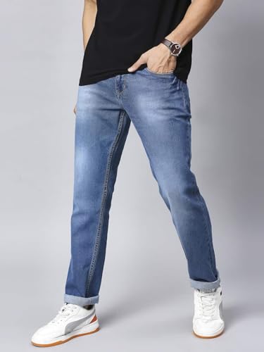 Image of Blue Jeans for Men Regular Fit - Cotton Jeans Pant for Men, Regular Denim Jeans for Boys - Light Fade Jeans for Men