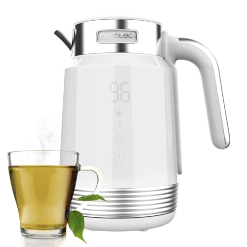 Cecotec Hervidor De Agua de 1,7L Eléctrico ThermoSense 600 Touch White. 2200W, Libre De BPA, Acero Inoxidable y Plástico de máxima Calidad, Luz led y Luz de Funcionamiento, Base de 360º
