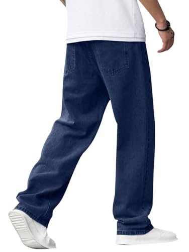 Image of ALLABREVE Men's Baggy Hip Hop Jeans Y2k Wide Leg Denim Pants Relaxed Fit Skater Trousers Streetwear