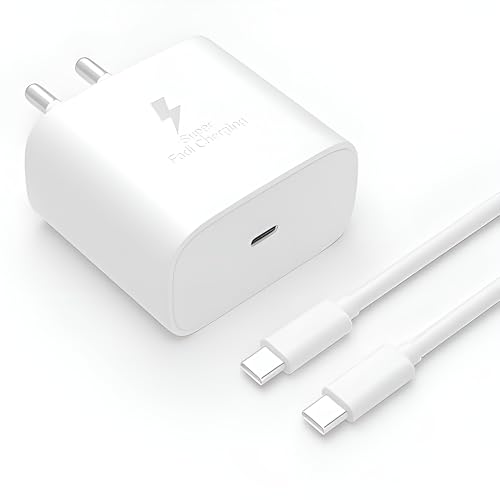Image of Original Samsung 45W Type C Port Superfast Charger Compatible with Samsung Galaxy S24 Ultra /S24+ /S23 Ultra /S22 /S23 Fe /S21 Fe /5G,F55, M55 /A55 /A35 /S8 /S9 Plus /Z Fold /Z Flip /5 /3 /4 Galaxy Tab- White