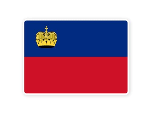 Sticker drapeau LIECHTENSTEIN liechtensteinois 10cm(S) - 28cm(XL) autocollant bord blanc (taille S : 10cm x 7cm)