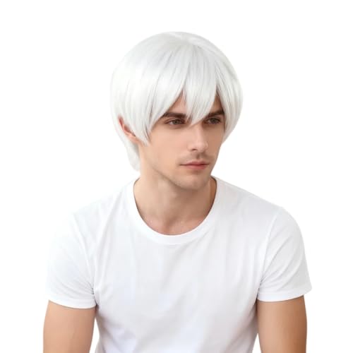 Perruque blanche courte homme idéale pour votre prochain cosplay d'anime