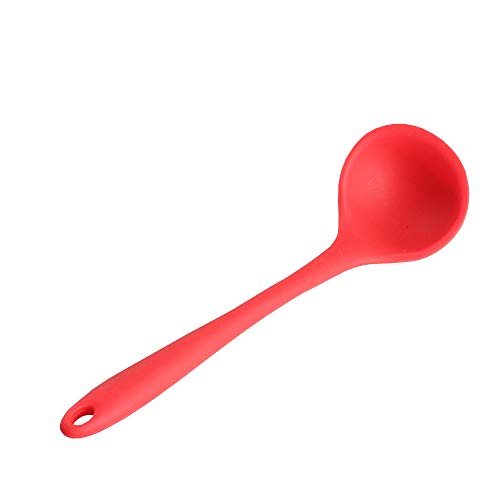 Kit Concha Colher Utensílios de Silicone Vermelho 5 peças