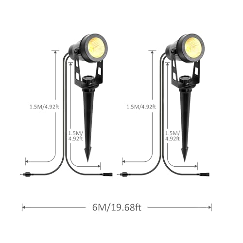 ECOWHO Garden Spot Lights 2 Pack with 3m Wiring Cable Without Adapter - Image 2