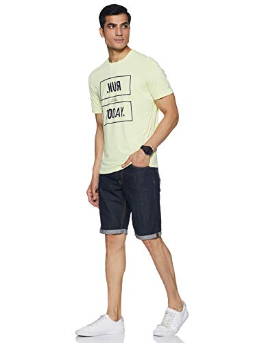 Image of Reebok Men's Printed Slim fit T-Shirt (FJ3961 S Lemon Glow Small