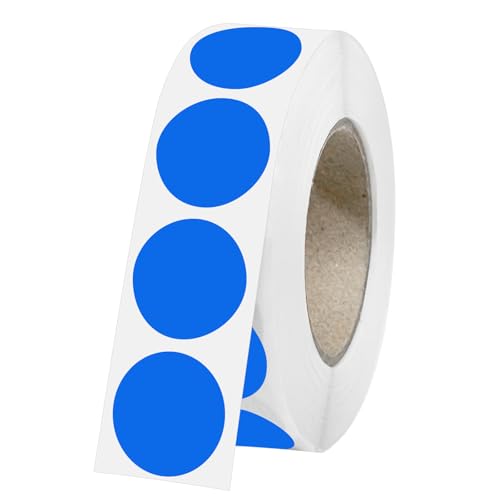 VeriPap 1500 PCS Blue Dot Stickers 3/4 Circle Round Color Coding Labels
