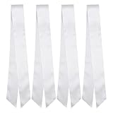 Happyupcity 4 bandas de satén blancas en blanco para bricolaje, bandas de seda lisas, accesorio de fiesta para graduación, cumpleaños, boda, despedida de soltera, suministros de bricolaje