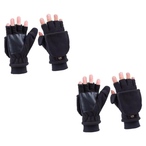 Gants d'hiver de plein air VALICLUD, 2 paires noires douces à doigts mixtes pour le froid