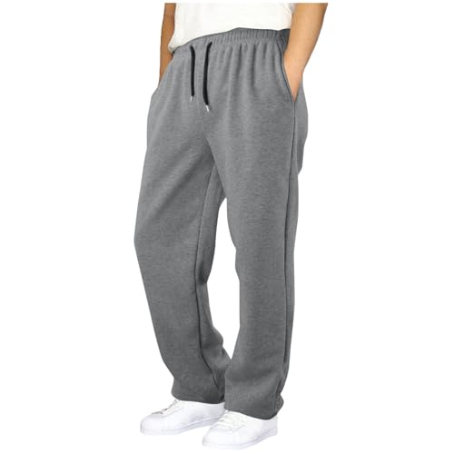 Image of Boys Joggers 14-15 Years Boys Joggers Baggy Jogging Tracksuit Bottoms Straight Leg Jogger Uncuffed Elastic Waist Sweatpants Kids Sports Casual Winter Trousers for School PE Lessons, Sports Grey