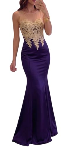 Image of Babyonline Women's Lace Applique Long Formal Mermaid Evening Prom Dresses