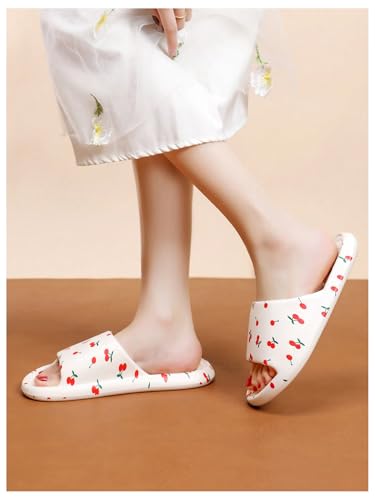 SHENHE Women's Cherry Print EVA Slippers Non Slip Open Toe Bedroom Beach Slide Slippers3