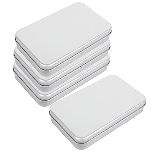 cabilock 4 Piezas de Caja de Lata Vacía con Tapa Mini Caja de Monedas de Joyería Caja de Almacenamiento Rectangular de Hojalata Caja de Metal Vacía con Bisagras Cover