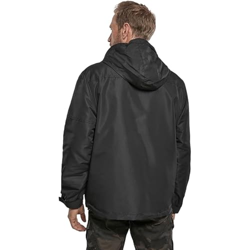 Individual Wear Men's Fleece-Lined Full Zip Windbreaker - Weather-Resistant Casual Outdoor Jacket w/Adjustable Hood, Black, 3X-Large3