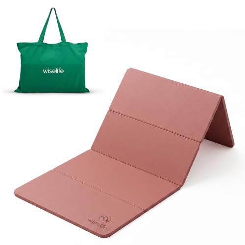 Image of WiseLife Foldable Travel Yoga Mat for Women & Men - Lightweight Portable Exercise Mat, Non-Slip Surface, Compact Folding Design for Yoga, Pilates, Stretching, Meditation & Home Workouts (Mauve)