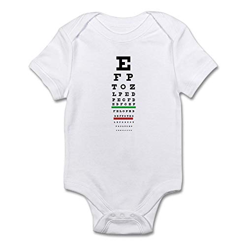 CafePress Snellen Eye Chart Infant Bodysuit Cute Infant Bodysuit Baby Romper Cloud White