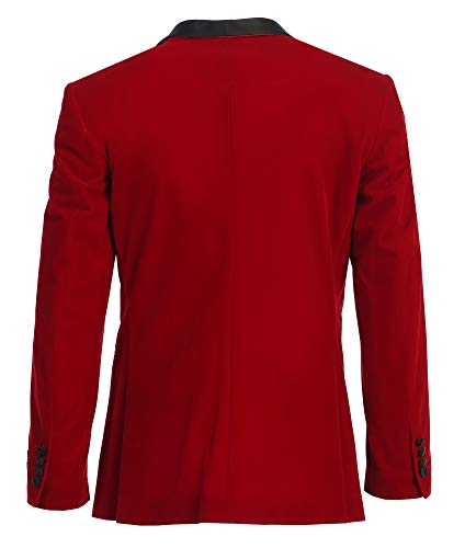 Men's Premium Slim Fit Shawl Lapel Velvet Jacket-Many Colors (42 Short, Red with Black)2