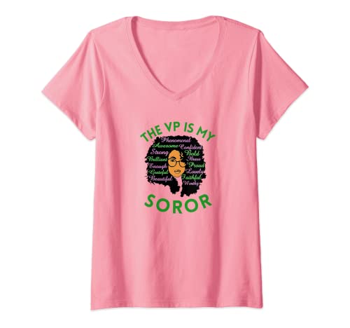 Mujer El vicepresidente vicepresidente es mi hermandad hermandad de mujeres rosa verde Camiseta Cuello V