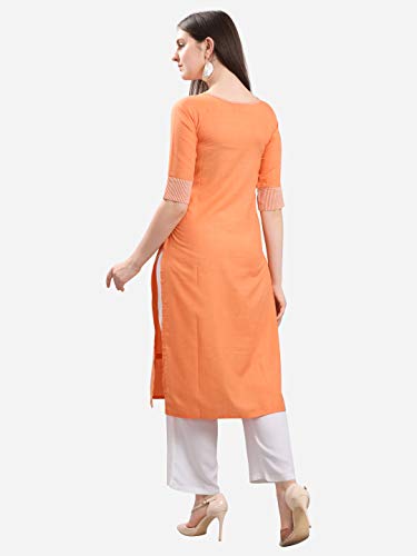 Image of EthnicJunction Women's Cotton Stripted Straight Kurta