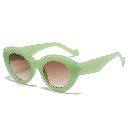 FORLUZ Gafas de sol estilo ojo de gato de gran tamaño para mujer, estilo retro, con estampado de leopardo, UV400, ovaladas y de tendencia para hombre (té verde gelatina).
