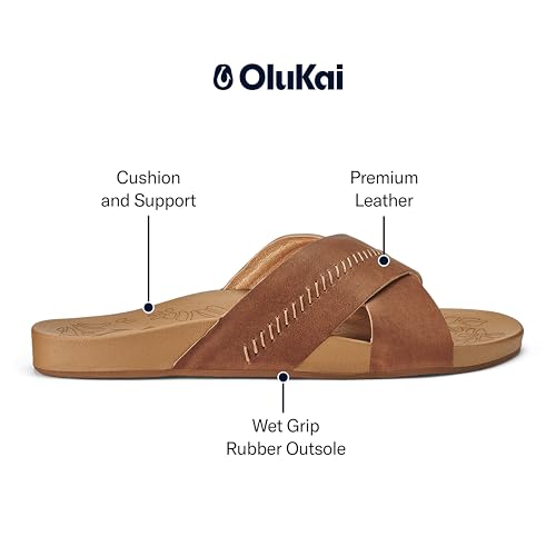 Image of OluKai Kipe'a Olu Women's Slide Sandal, Premium Leather, Relaxed & Dressy Design For Any Occasion, All-Day Comfort & Fit