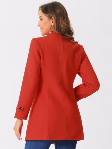 Allegra K Women's Stand Collar Double Breasted Slant Pockets Trendy Outwear Winter Coat4