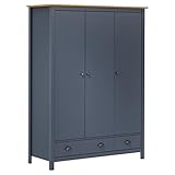 Color: gris y marrón miel SKM Armario con 3 puertas Hill gris 127 x 50 x 170 cm madera de pino, peso: 53,21 kg, 288953