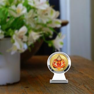 Image of Diviniti 24K Gold Plated Lord Siddhivinayak Ganpati Bappa Car Dashboard Idol Frame | Premium Spiritual Car Accessory for Divine Blessings & Positivity | Luxury Devotional Gift for Car, Office & Home |