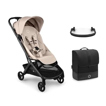 Bugaboo Butterfly 2 Travel Stroller Bundle Ultra-Compact Stroller Desert Taupe + Transport Bag + Safety Bar Airplane-Friendly, Lightweight & Travel-Ready