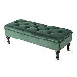 Sitzbank mit Stauraum Samt mit einfacher Montage für Wohnzimmer Truhenbank Flur Garderoben und Schlafzimmer Bettbank Grün