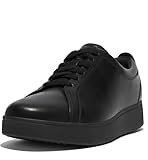 Fitflop Women's Rally Trainers - Soft Leather Tennis Sneakers - Comfortable, Lightweight with Natural Arch Support - Black - 6.5 UK