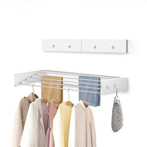 Buithafu Estante de secado plegable para montaje en pared, 5 barras, capacidad de carga de 25 kg, ahorro de espacio, ideal para baños, balcones y apartamentos pequeños, fácil instalación, 60 cm