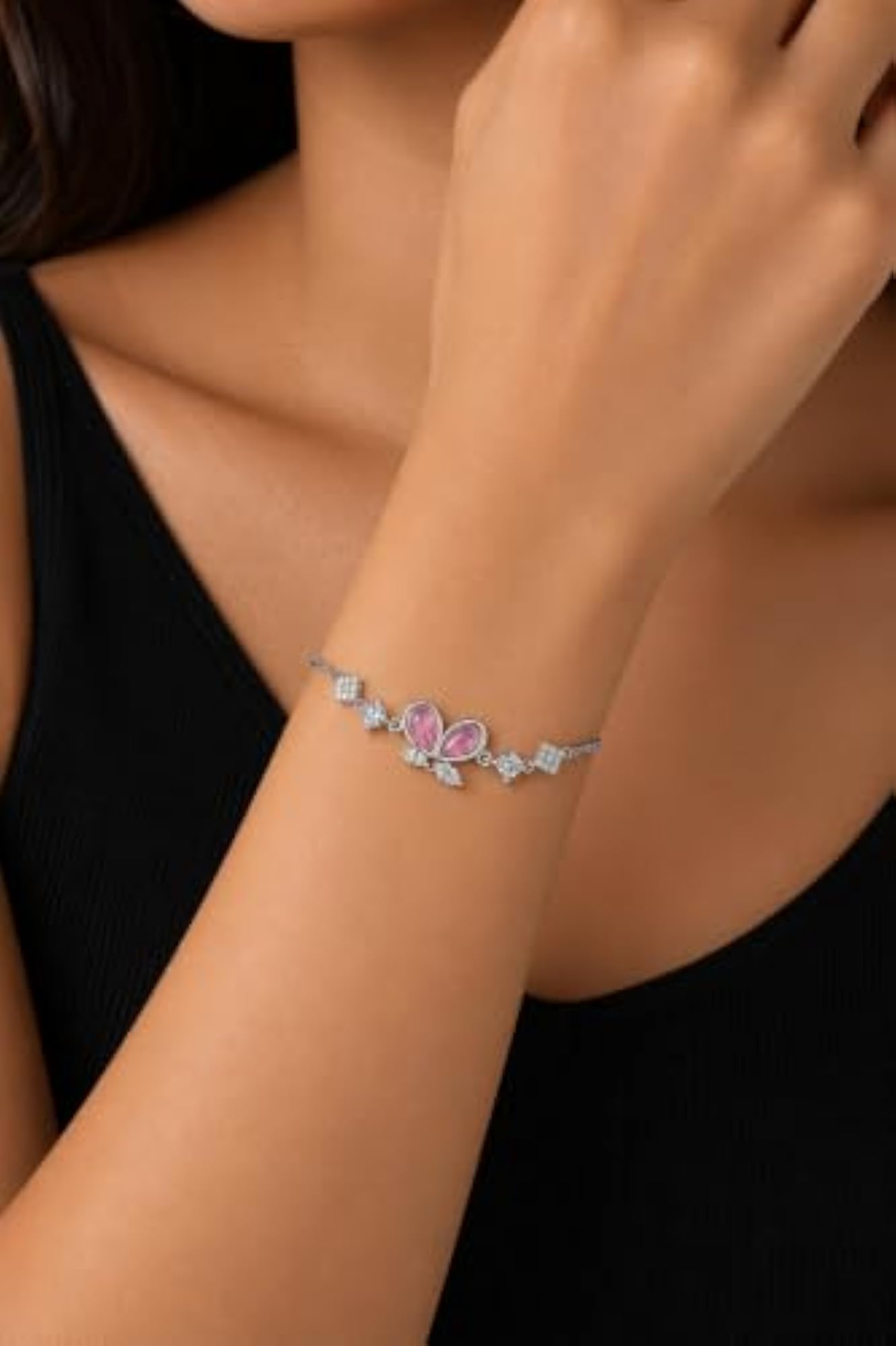 Women's 925 Sterling Silver Butterfly Bracelet, Adjustable Box Chain