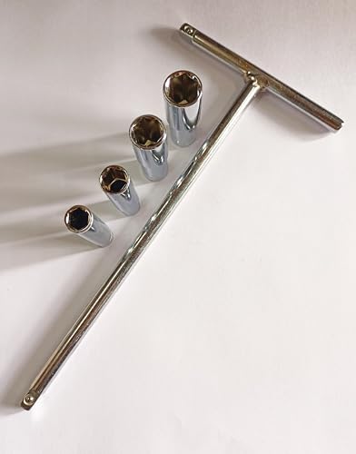 Image of T handle with 4 Long Sockets, 1 /4 T-Handle with 8mm, 9mm, 10mm, 11mm Long sockets