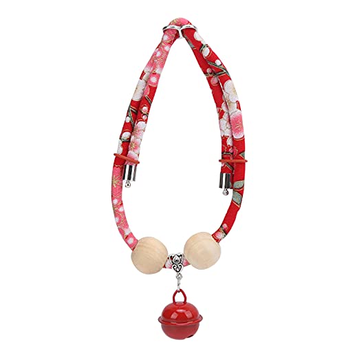 PLYE Collier de Cochon d'Inde, Collier de Chat modèle de Style Japonais Portable Mignon Doux avec des Cloches Rouges Perles de Bois de camphre pour Lapin pour Cochon d'Inde(Cloche Rouge Rouge, L) Cover
