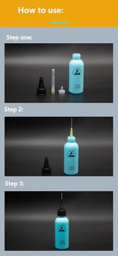 5 Pack 60ml 2OZ AntiStatic Flux Bottle With 0.8mm Needle | ESD Safe Flux Dispenser | Anti-Static Needle Tip Bottle Static Dissipative Durastatic, Blue Color3